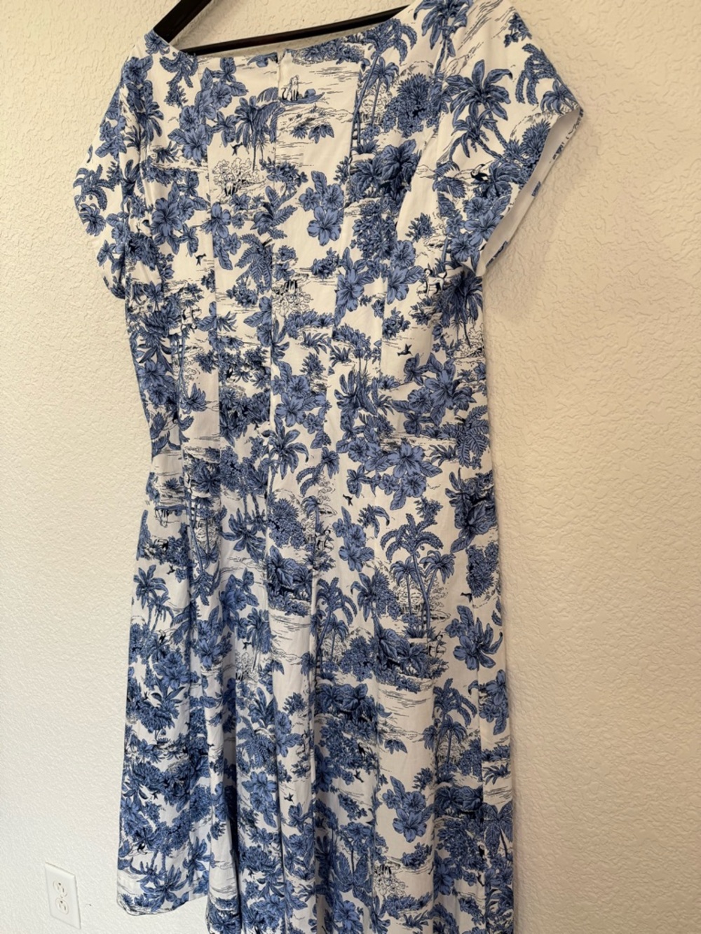 Joie Blue White Toile Midi Dress | Cottagecore | Summer Coastal Chic | Size 16 - Picture 9 of 13